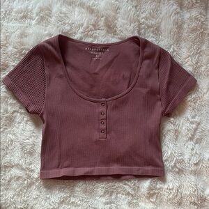 Aeropostale Pink Buttoned Crop Tee